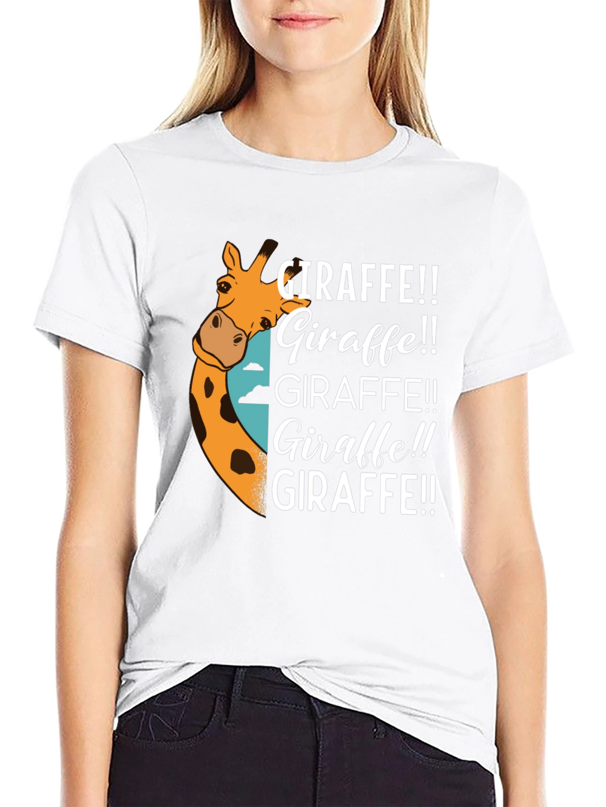 Giraffe Graphic Black T-Shirt