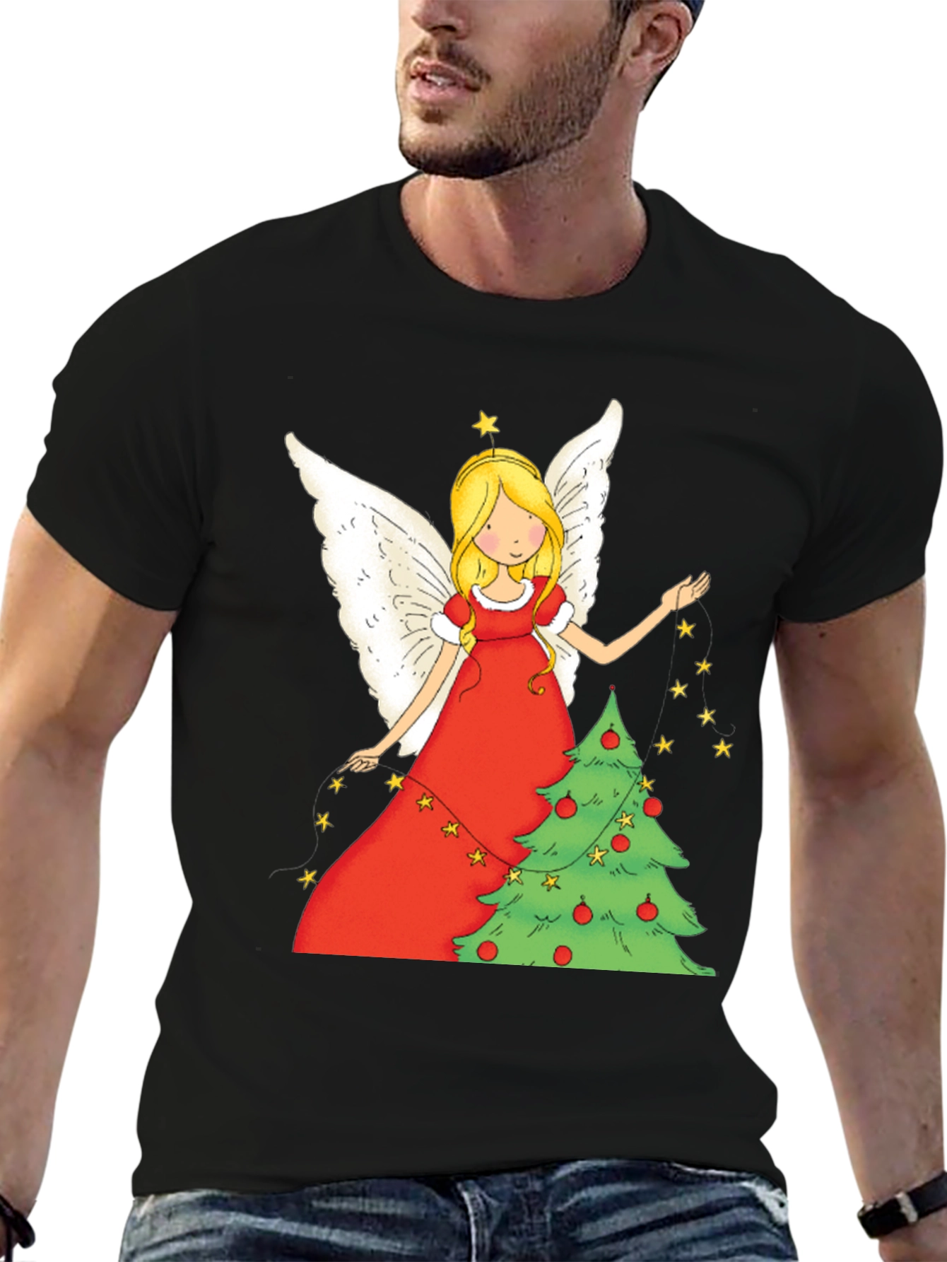 Festive Christmas Angel Graphic Tee