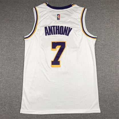 Men's Los Angeles Lakers Carmelo Anthony #7 White Fast Break Replica Jerseys