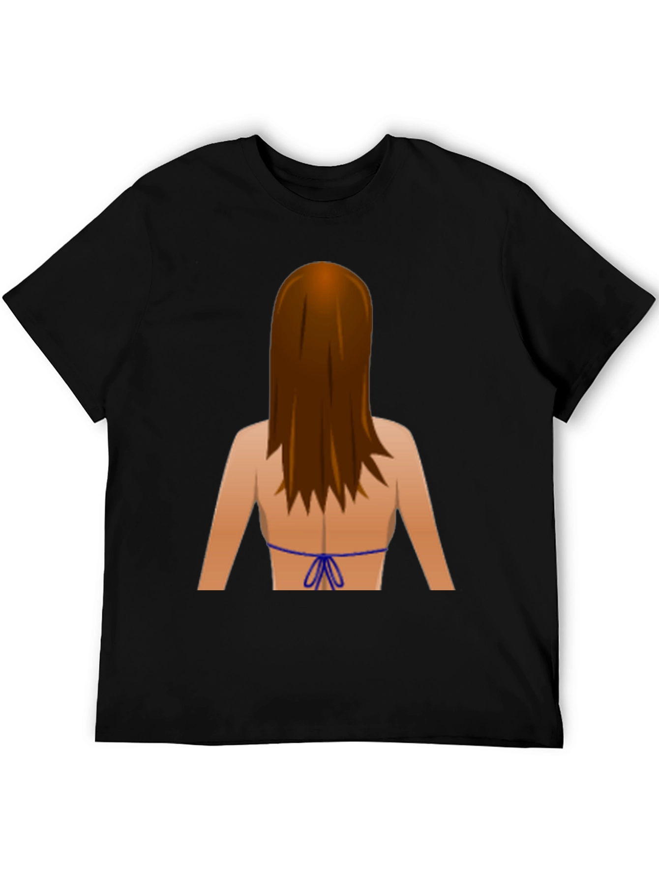 Emoji Bikini Back Print Black T-Shirt