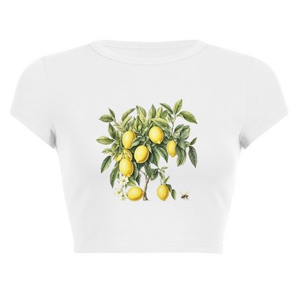 Vintage Watercolor Lemon Tree Cottagecore White Crop Top