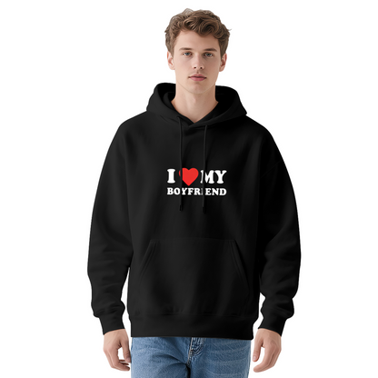 I Love My Boyfriend Statement Print Hoodie Trendy Couple Top