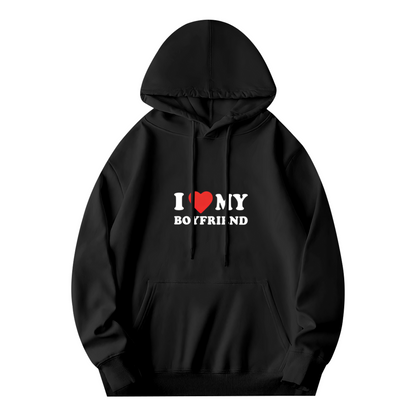 I Love My Boyfriend Statement Print Hoodie Trendy Couple Top
