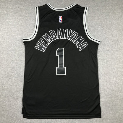 Men's San Antonio Spurs Victor Wembanyama #1 Black 2022/23 Swingman Jerseys - Classic Edition