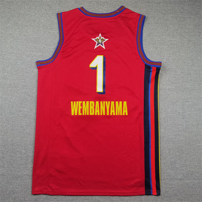 Men's San Antonio Spurs Victor Wembanyama #1 Red 2025 NBA All-Star Game Swingman Player Jerseys