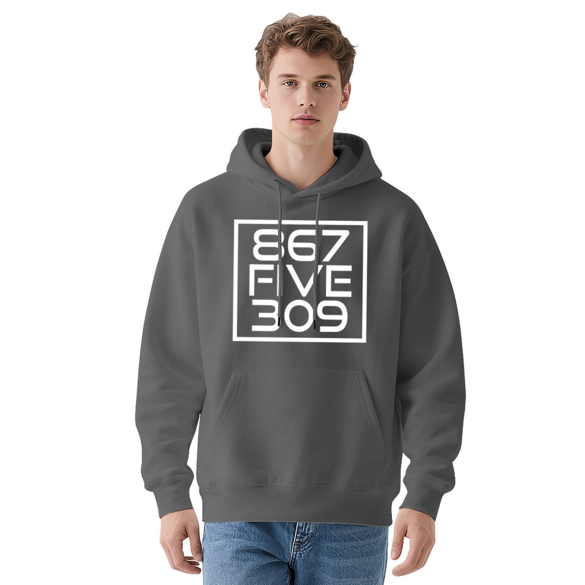 Classic 867 Five 309 Number Black Hoodie, Nostalgic Comfort Retro Hooded Sweatshirt