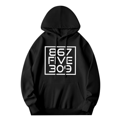 Classic 867 Five 309 Number Black Hoodie, Nostalgic Comfort Retro Hooded Sweatshirt