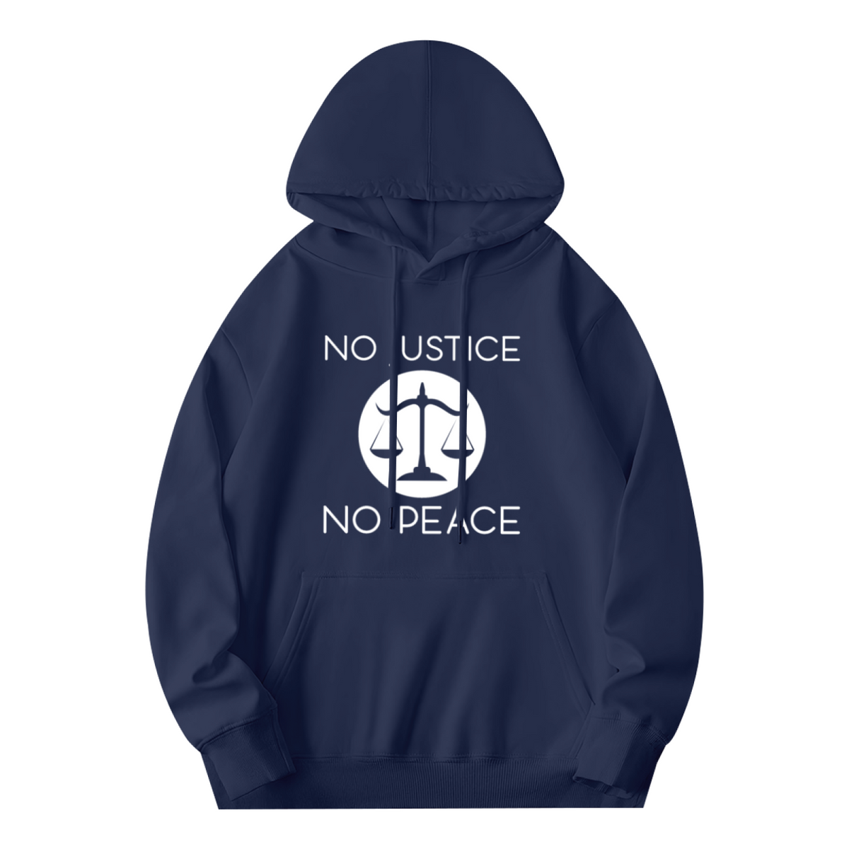 No Justice No Peace Balance Scale Navy Hoodie, Comfort Activist Casual Unisex