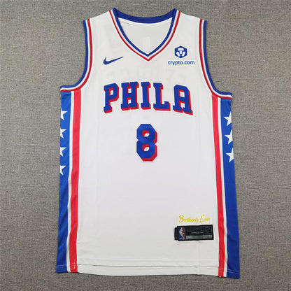 Men's Philadelphia 76ers Paul George #8 White Swingman Jerseys - Association Edition