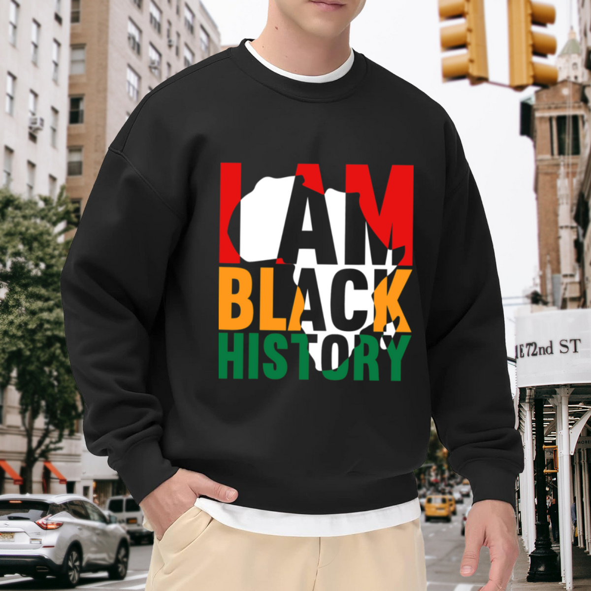 I Am Black History African Heritage Pride Statement Crewneck Sweatshirt