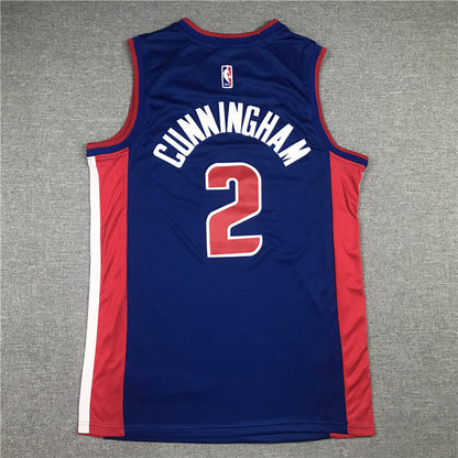 Men's Detroit Pistons Cade Cunningham #2 Blue 2021 Fast Break Replica Jerseys