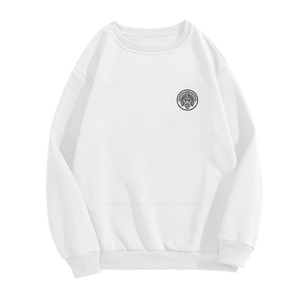 Small Aztec Skull Emblem Chest Print Crewneck Sweatshirt