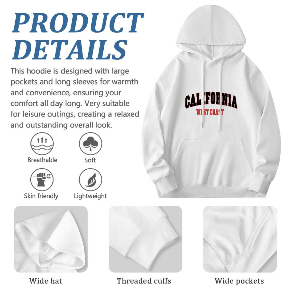 California West Coast Retro Varsity Graphic Hoodie