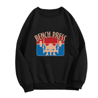 Retro Bench Press Weightlifting Gym Crewneck Sweatshirt