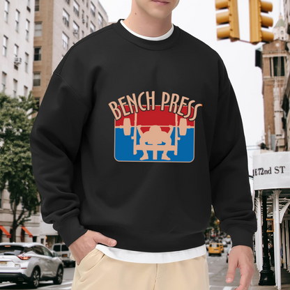 Retro Bench Press Weightlifting Gym Crewneck Sweatshirt