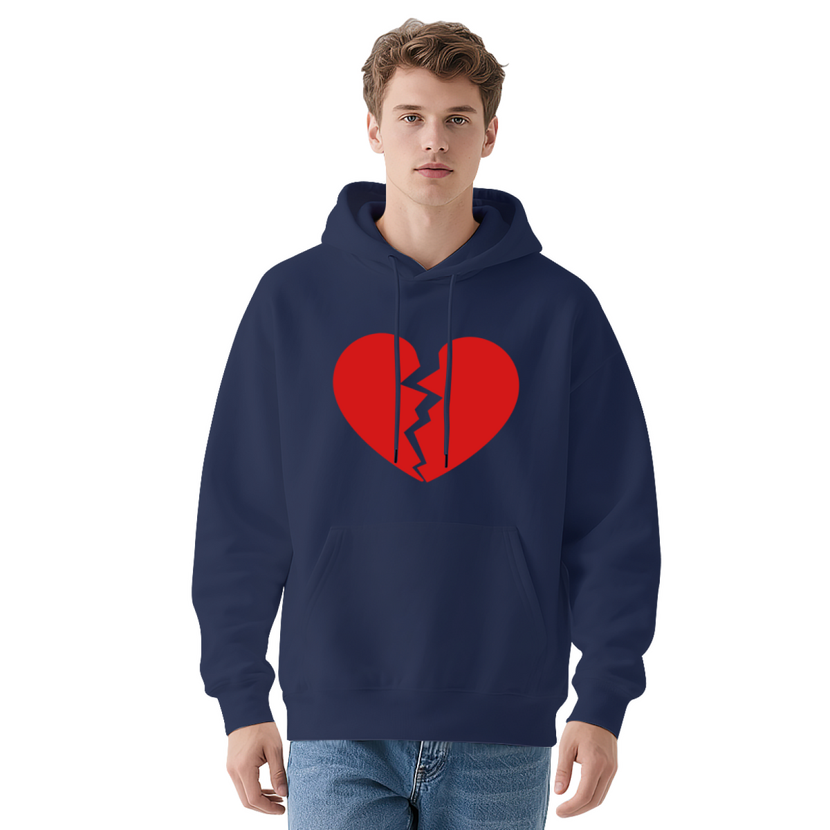 Broken Heart Edgy Comfort Black Hoodie, Unisex Street Pullover