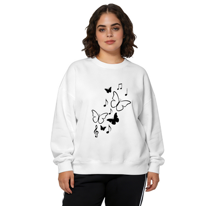 Minimal Butterfly & Music Note Silhouette Crewneck Sweatshirt