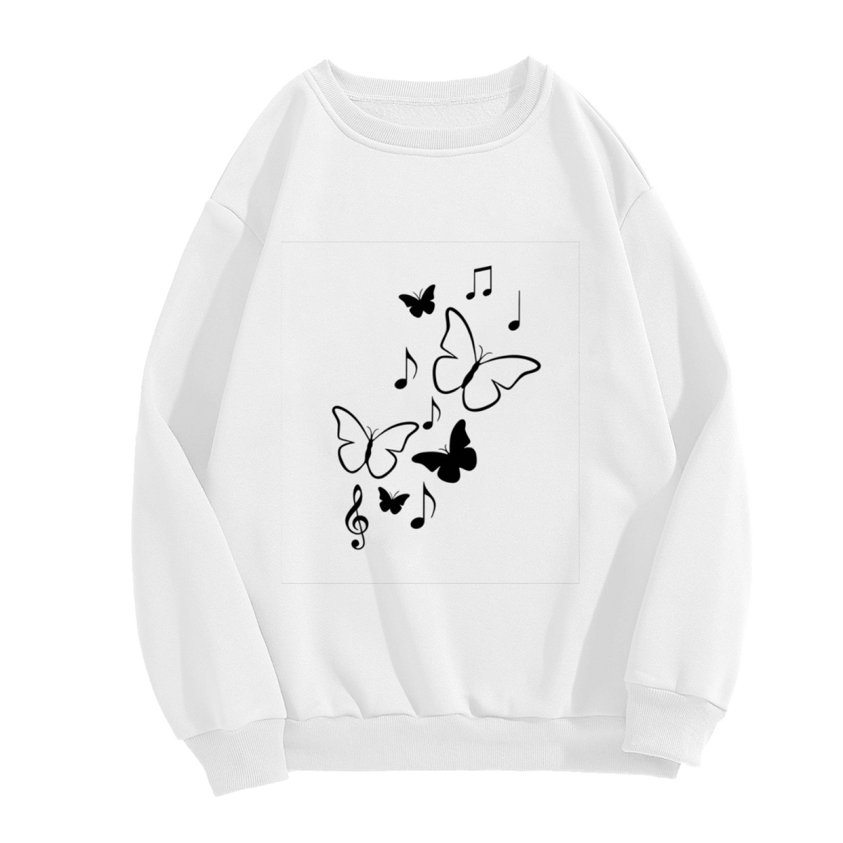 Minimal Butterfly & Music Note Silhouette Crewneck Sweatshirt