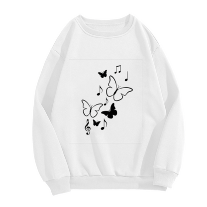 Minimal Butterfly & Music Note Silhouette Crewneck Sweatshirt