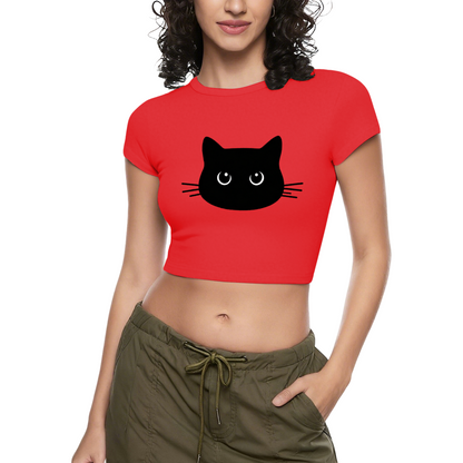 Cute Black Cat Face Slim Fit Y2K Crop Top