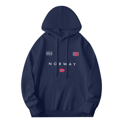 Trendy Norway Oslo National Flag Printed Navy Hoodie