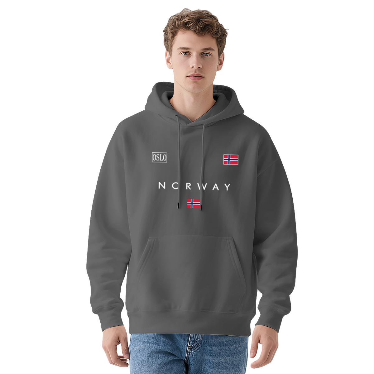Trendy Norway Oslo National Flag Printed Navy Hoodie