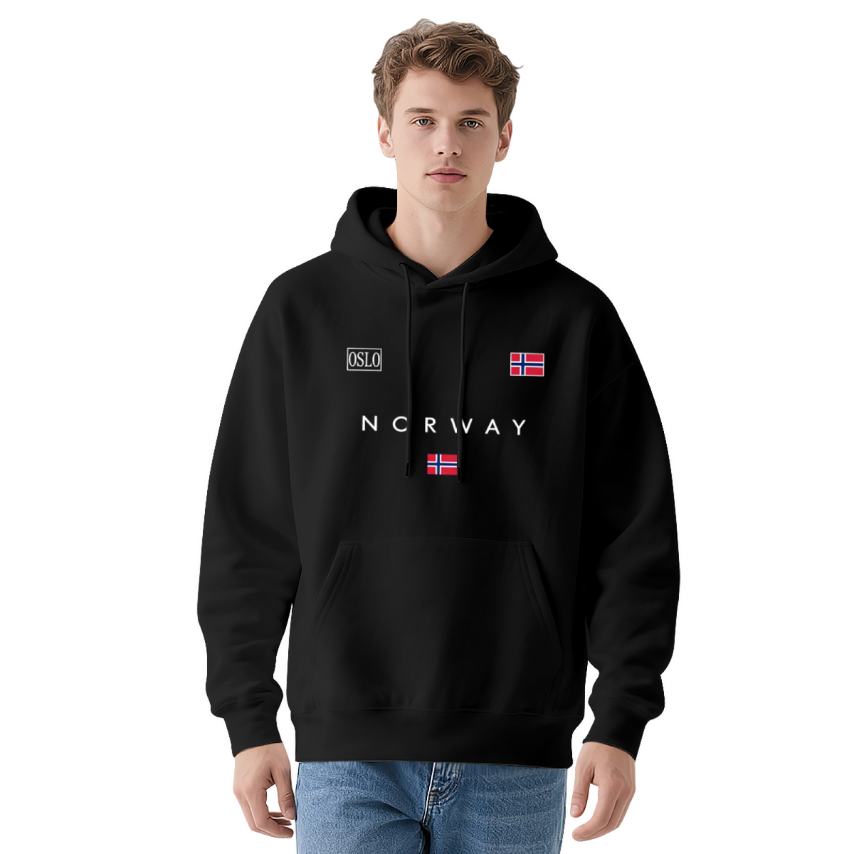 Trendy Norway Oslo National Flag Printed Navy Hoodie