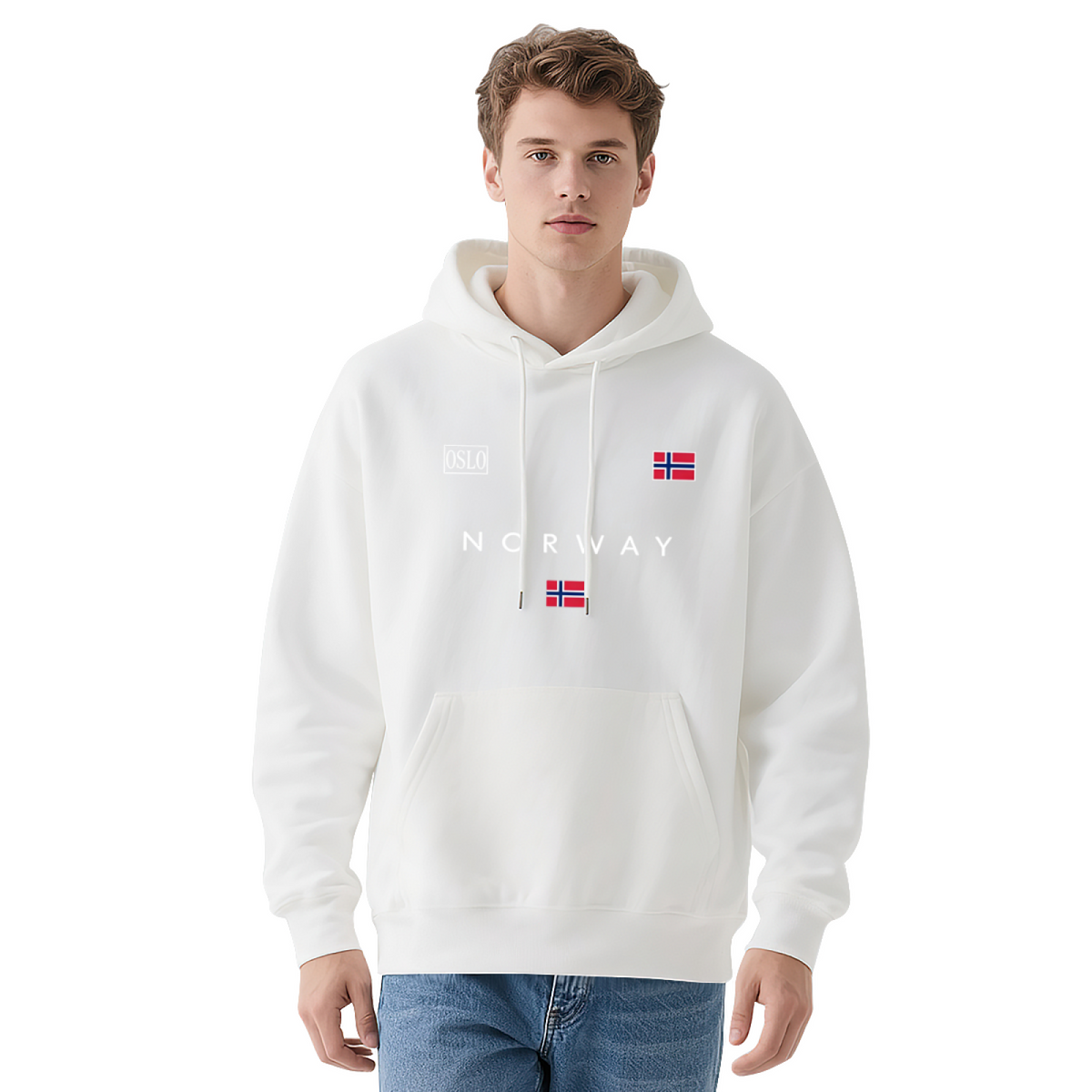 Trendy Norway Oslo National Flag Printed Navy Hoodie