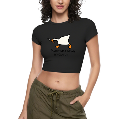 Peace Was Never An Option Goose Knife Meme Grey Crop Tee