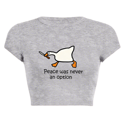 Peace Was Never An Option Goose Knife Meme Grey Crop Tee
