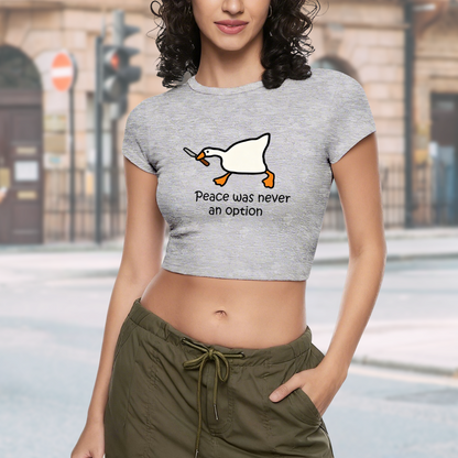 Peace Was Never An Option Goose Knife Meme Grey Crop Tee