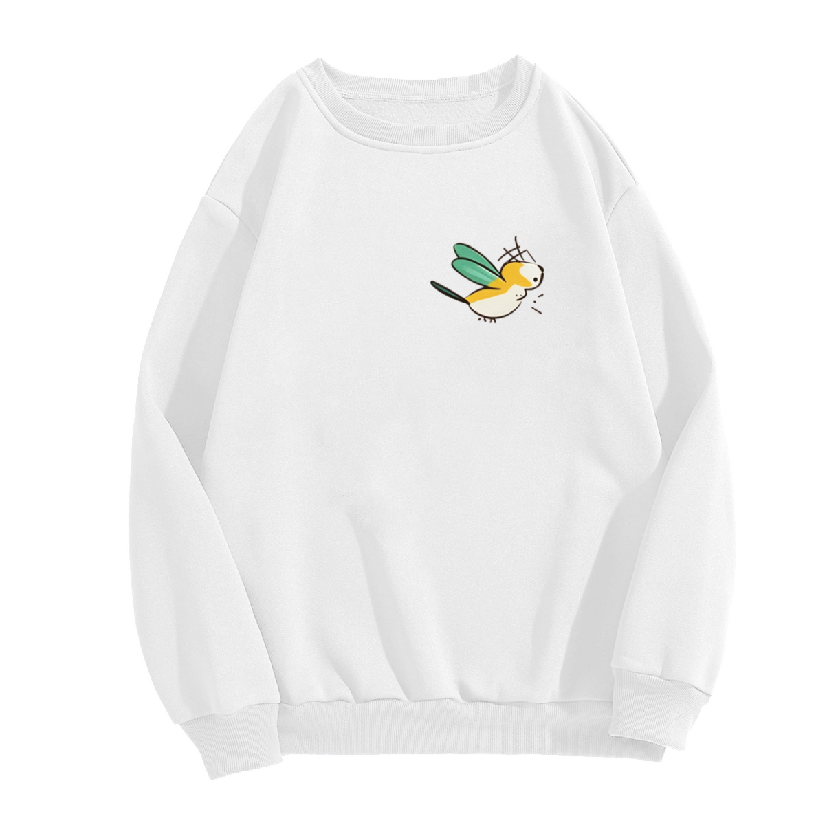 Tiny Cute Flying Bird Cartoon Chest Sweatshirt