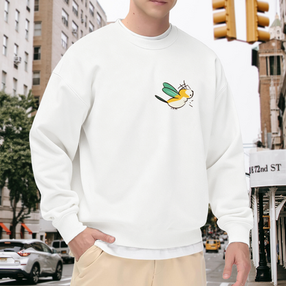 Tiny Cute Flying Bird Cartoon Chest Sweatshirt
