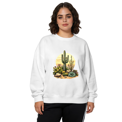 Desert Cactus Sunset Nature Art Crewneck Sweatshirt