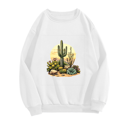 Desert Cactus Sunset Nature Art Crewneck Sweatshirt