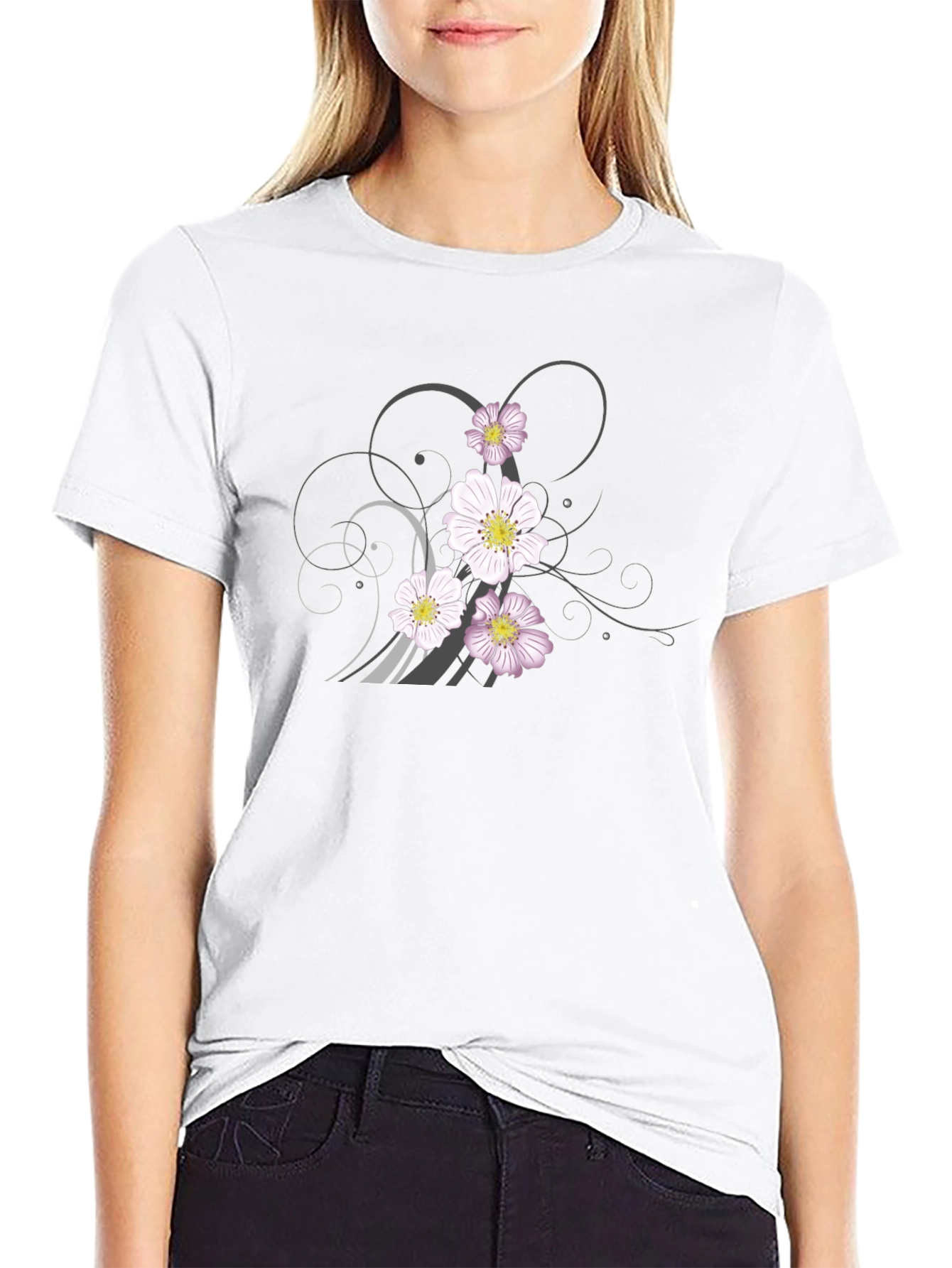 Floral Graphic Black T-Shirt
