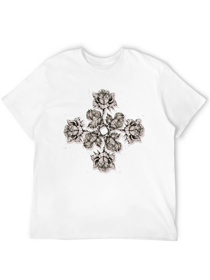 Floral Cross Graphic Print T-Shirt
