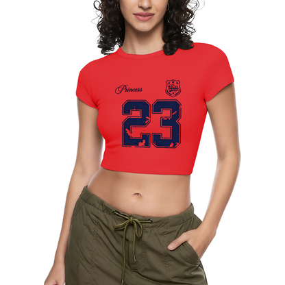 Princess 23 Distressed Varsity Grey Crop Top ¨C Retro Sporty Girl Slim Tee