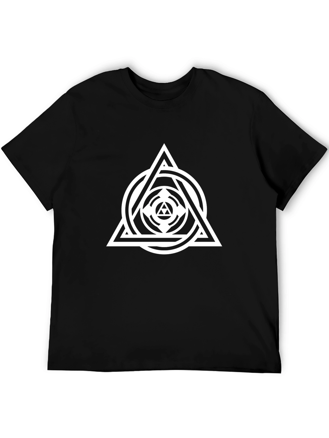 Geometric Triangle Circle Graphic Black T-Shirt