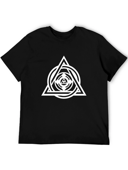 Geometric Triangle Circle Graphic Black T-Shirt