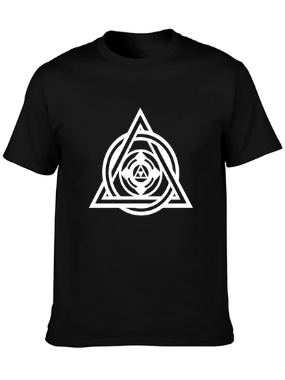 Geometric Triangle Circle Graphic Black T-Shirt