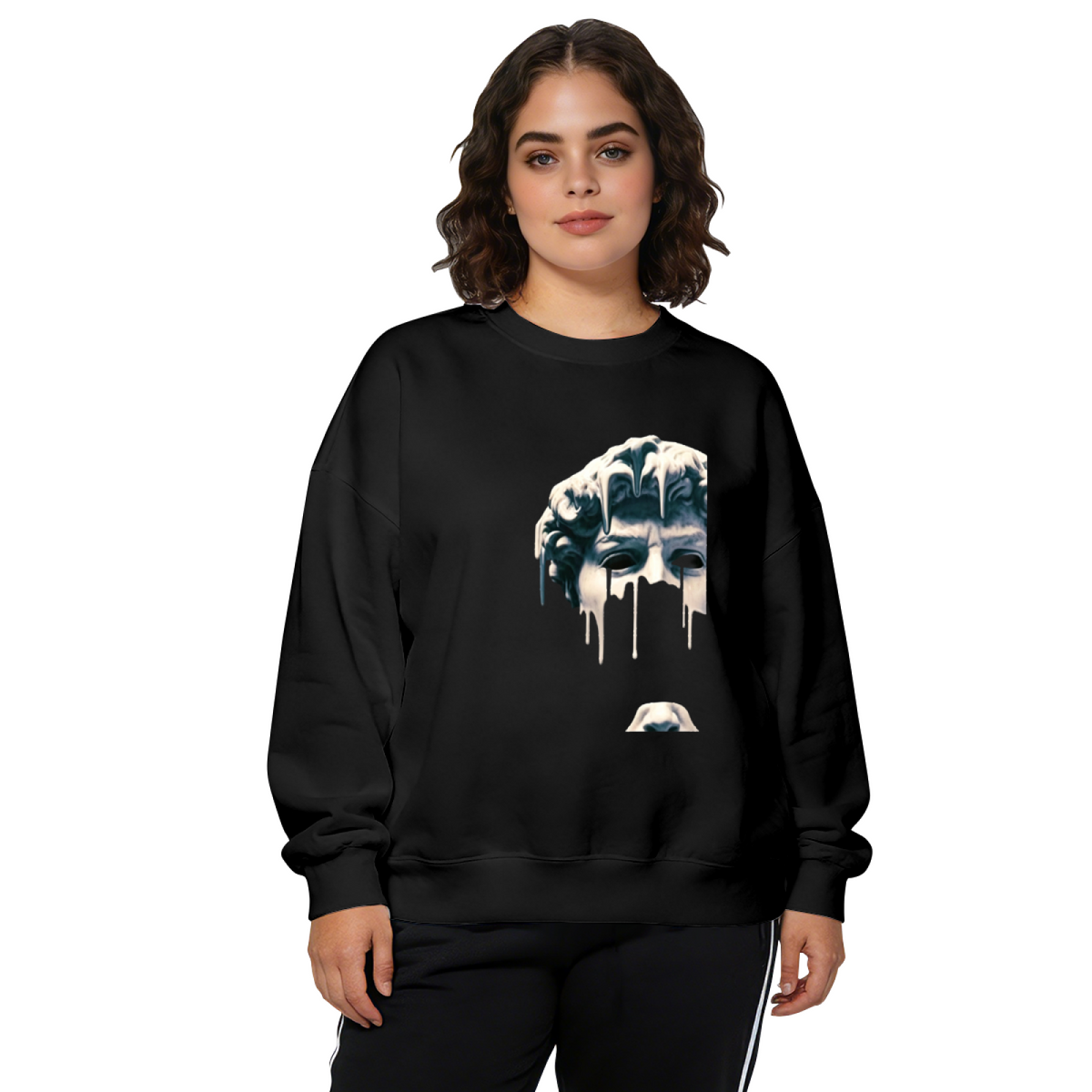 Melting David Sculpture Art Crewneck Sweatshirt