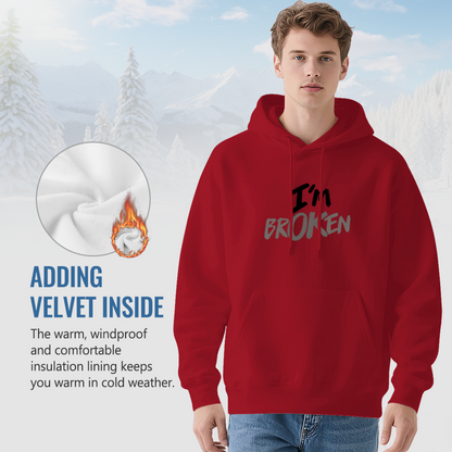 I¡¯m Broken Edgy Slogan Red Pullover Hoodie