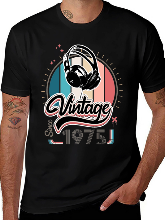Vintage 1975 Headphones Graphic T-Shirt