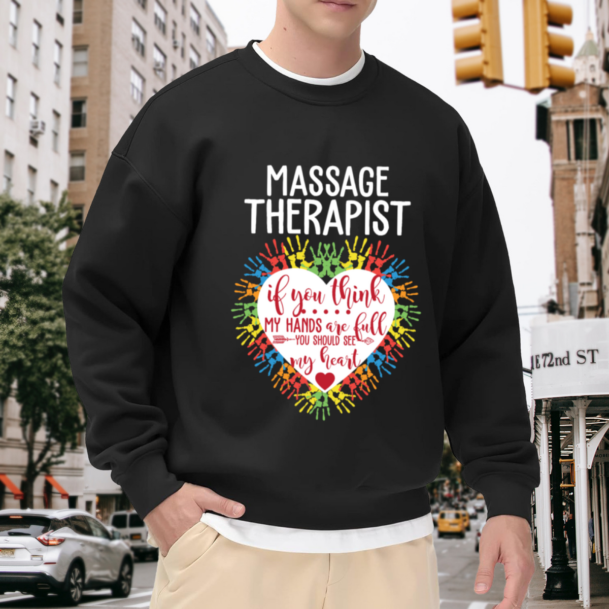 Y2K Pink Heart Trendy Graphic Casual Crewneck Sweatshirt