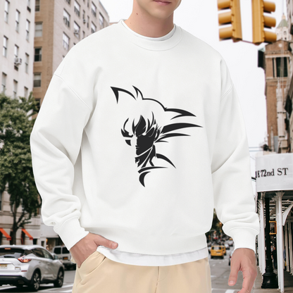 Iconic Anime Son Goku Silhouette White Crewneck Sweatshirt