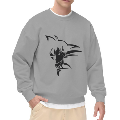 Iconic Anime Son Goku Silhouette White Crewneck Sweatshirt
