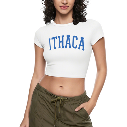 Vintage Ithaca College Varsity Letter Grey Cropped T-Shirt