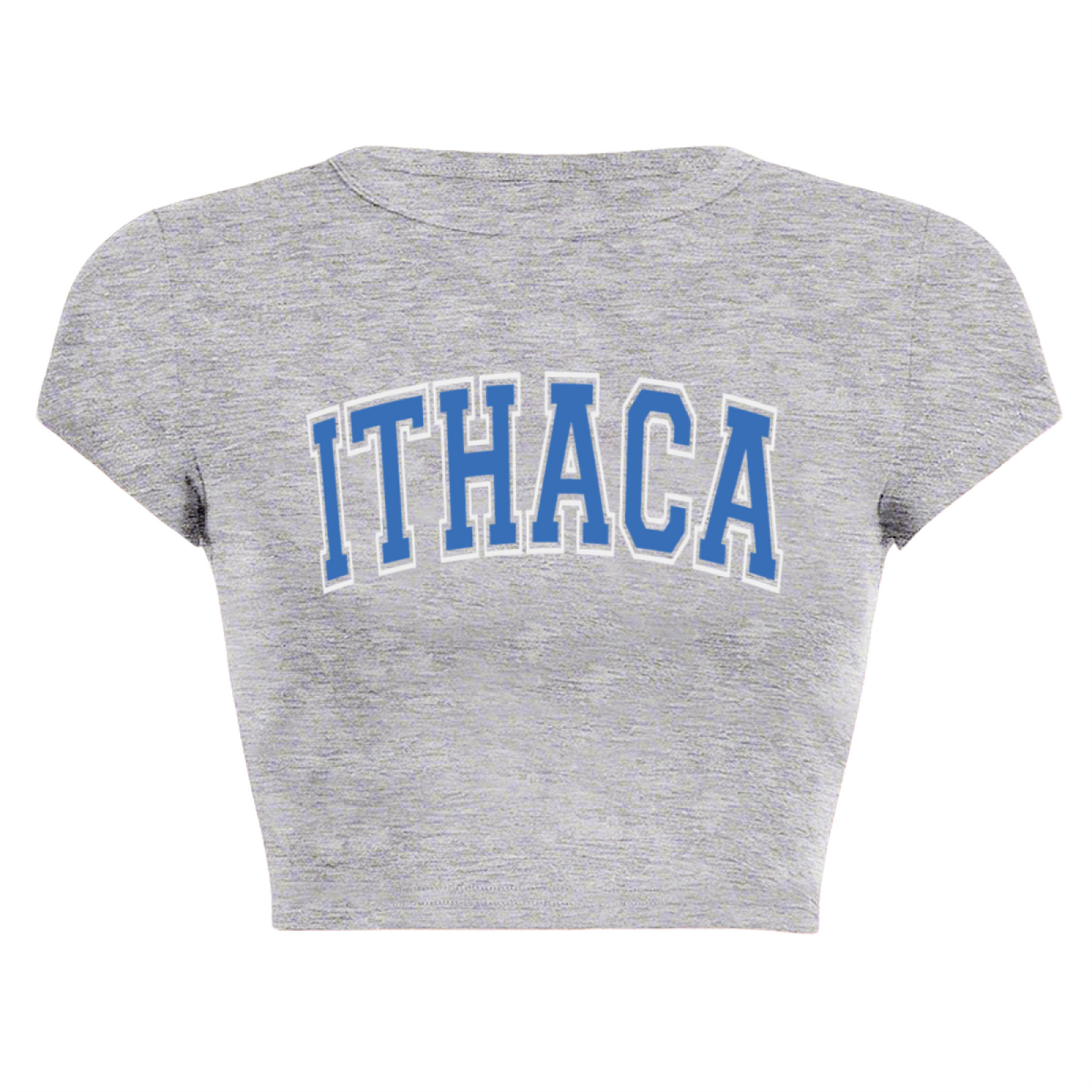 Vintage Ithaca College Varsity Letter Grey Cropped T-Shirt