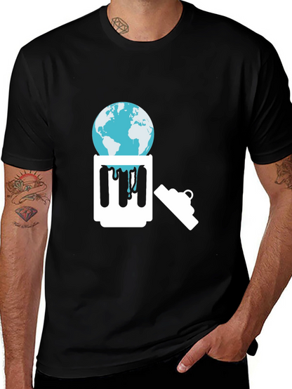 Eco-Awareness Graphic Tee - Earth in Trash
